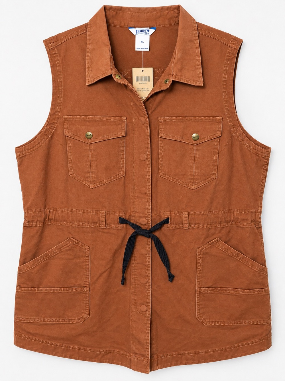 Duluth Trading Co Women’s Rootstock Gardening Tunic Vest Brown XL Utility Cotton
